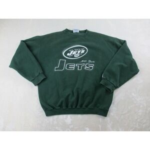 VINTAGE New York Jets Sweater Mens Large Green Pullover Football‎ NFL*